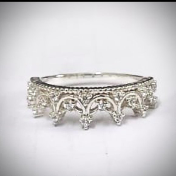 Queen Ring Sterling Silver Ring Tiara Ring Crown - Picture 3 of 4